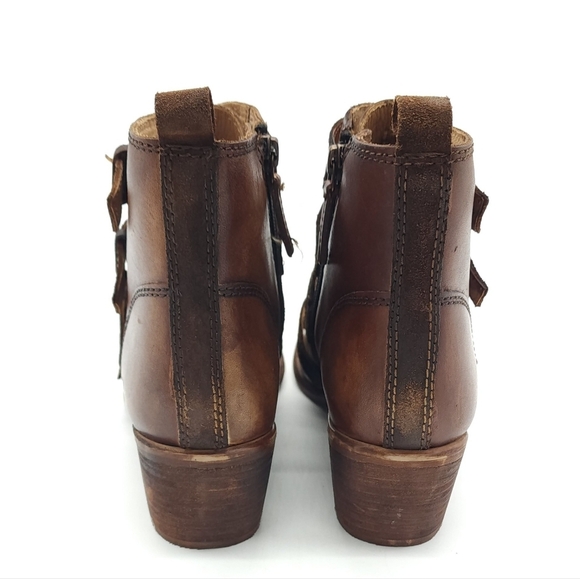 Roan by Bed Stu Zoey Tan Stacked Heel Buckle Ankle Boots Women's Size 9.5 - Picture 10 of 15